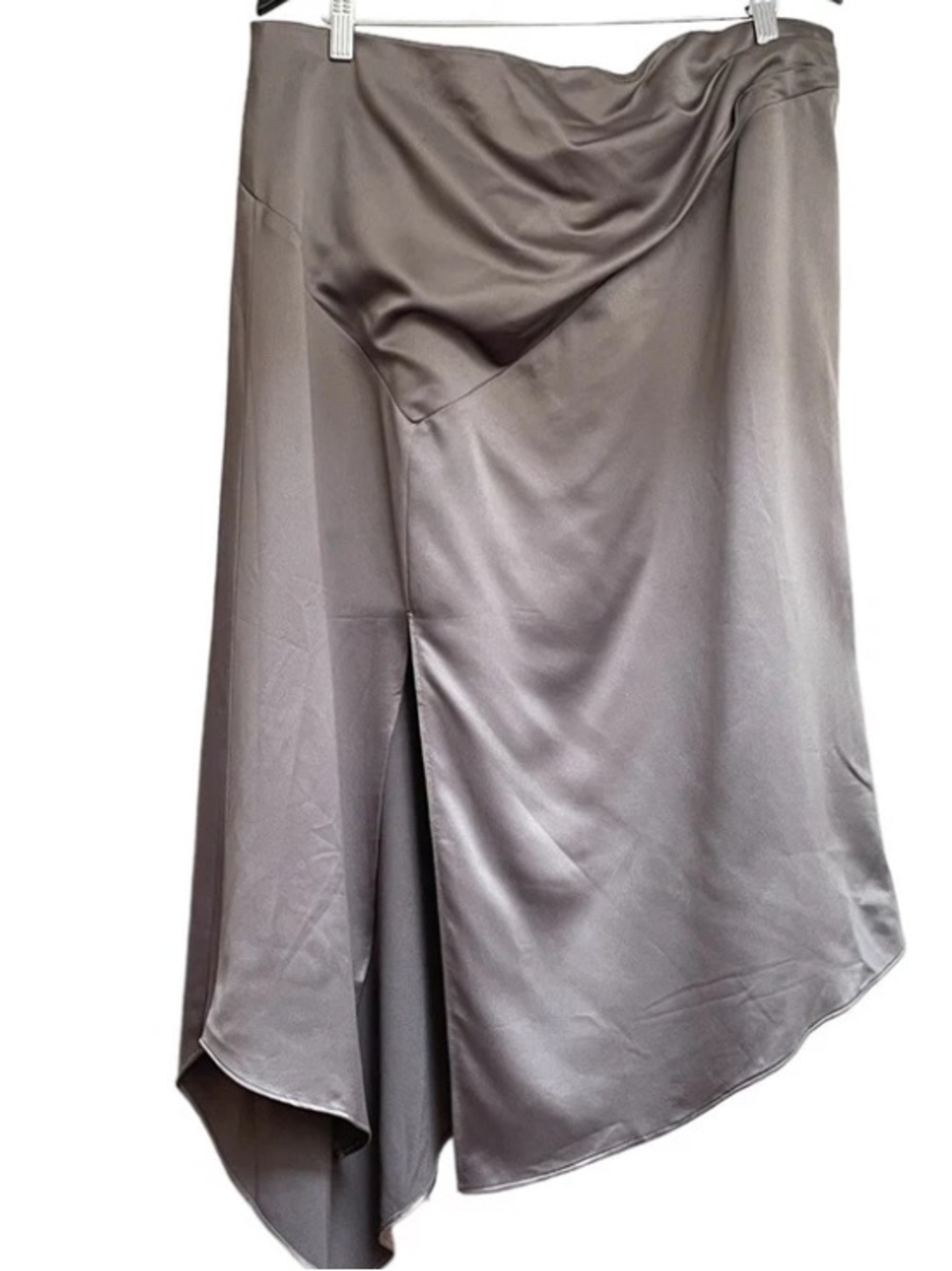 11Honore Asymmetric Satin Midi Skirt in Taupe size 18 new with tags